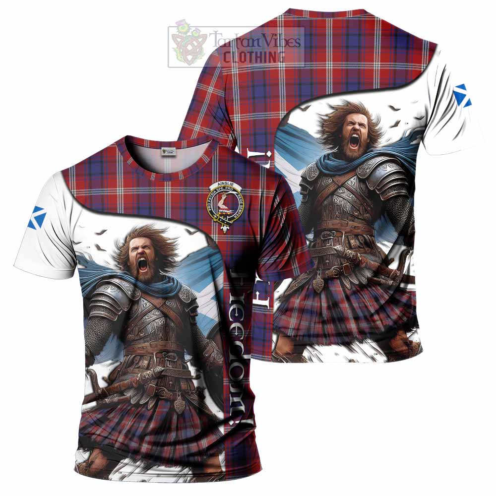 Ainslie Crest Tartan T-Shirt Inspired by the Freedom of Scottish Warrior - Tartan Vibes Clothing