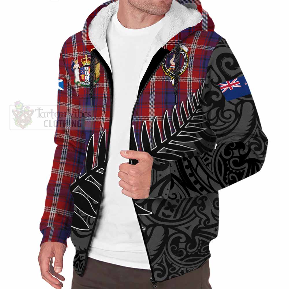 Tartan Vibes Clothing Ainslie Crest Tartan Sherpa Hoodie with New Zealand Silver Fern Half Style