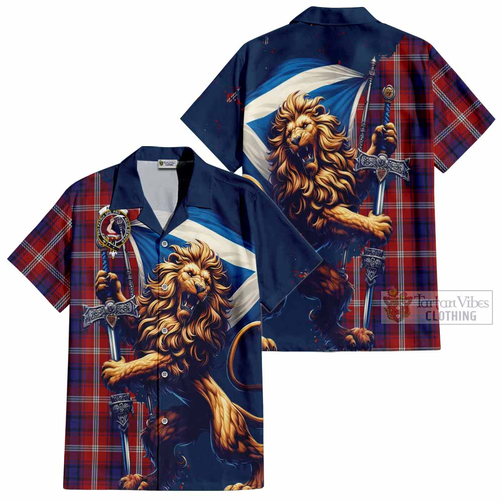 Ainslie Tartan Family Crest Hawaiian Shirt with Scottish Majestic Lion - Tartan Vibes Clothing