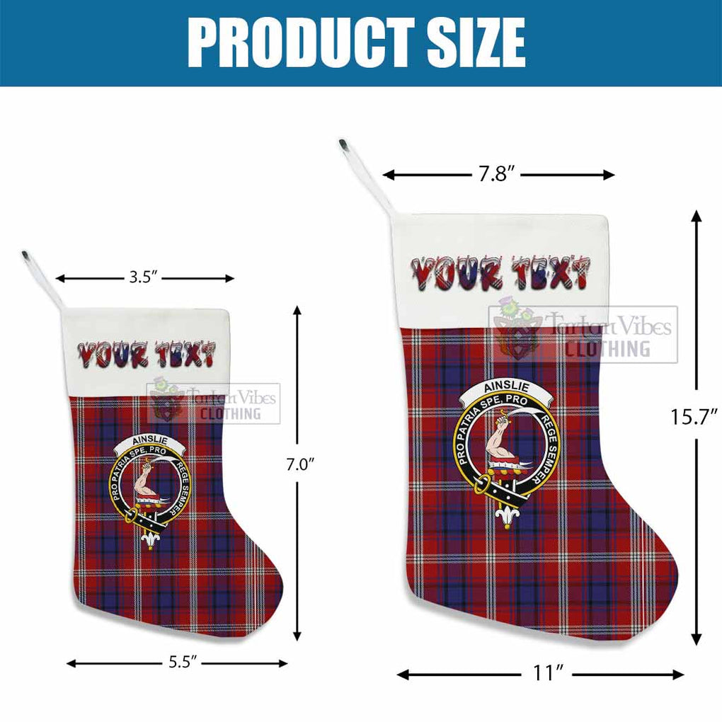Ainslie Tartan Family Crest Christmas Stocking with Personalized Text - Tartan Vibes Clothing