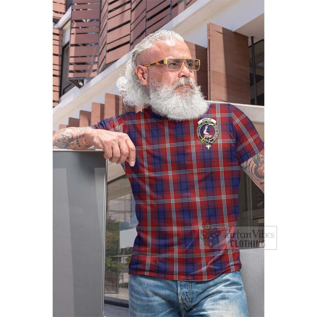 Ainslie Tartan Cotton T-shirt with Family Crest Celtic Skull Style - Tartan Vibes Clothing