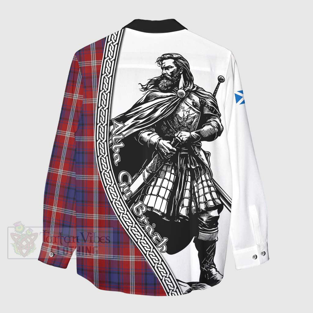 Ainslie Tartan Clan Crest Women's Casual Shirt with Highlander Warrior Celtic Style - Tartan Vibes Clothing