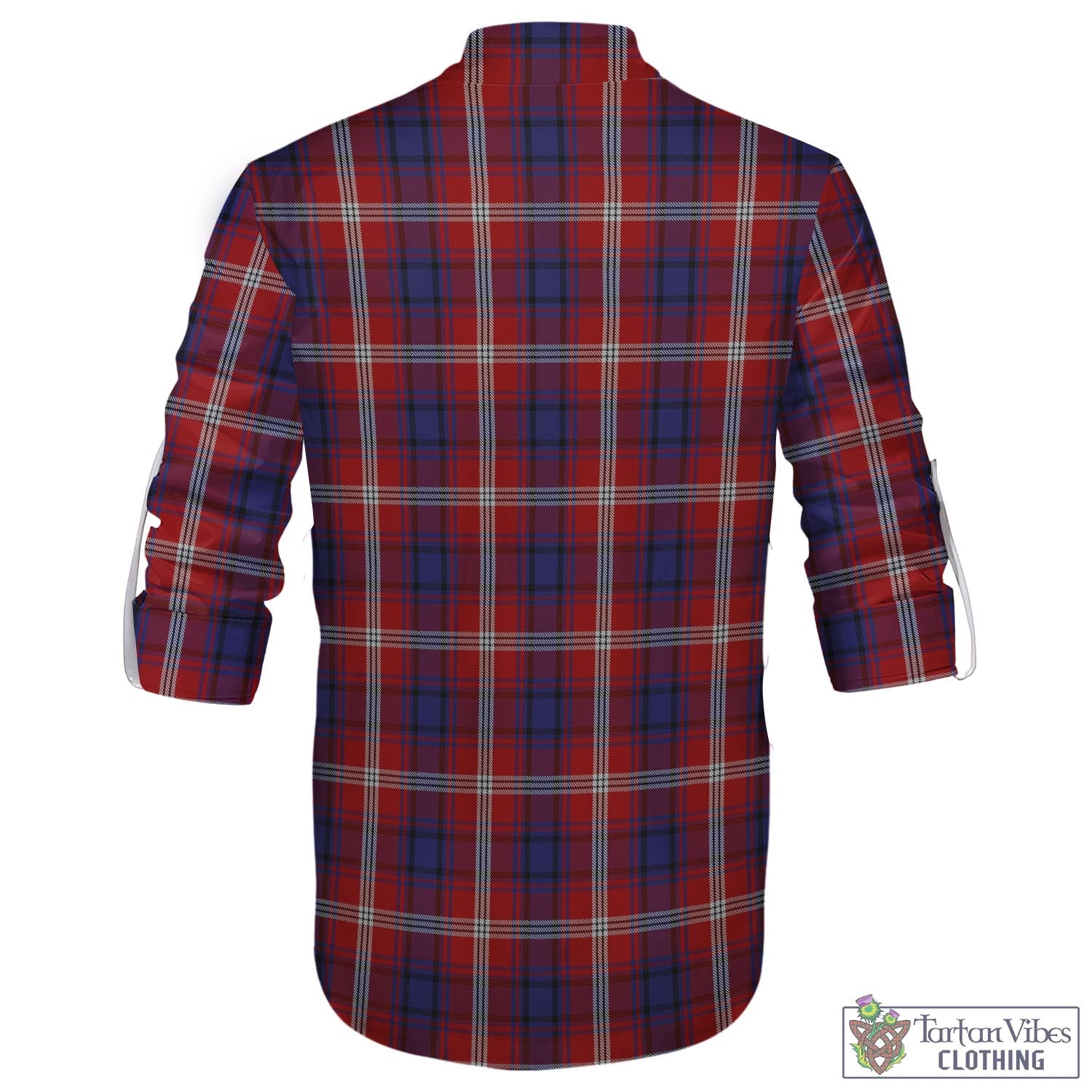 Tartan Vibes Clothing Ainslie Tartan Men's Scottish Traditional Jacobite Ghillie Kilt Shirt with Family Crest