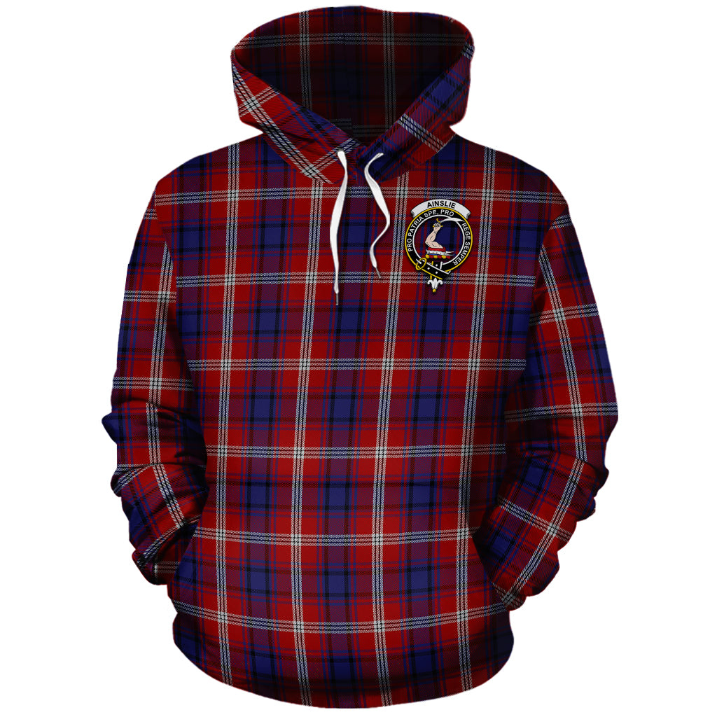 Ainslie Tartan Hoodie with Family Crest - Tartanvibesclothing
