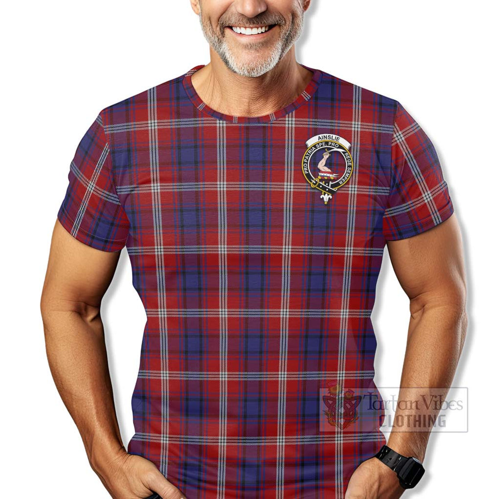 Ainslie Tartan T-Shirt with Family Crest Celtic Skull Style - Tartan Vibes Clothing