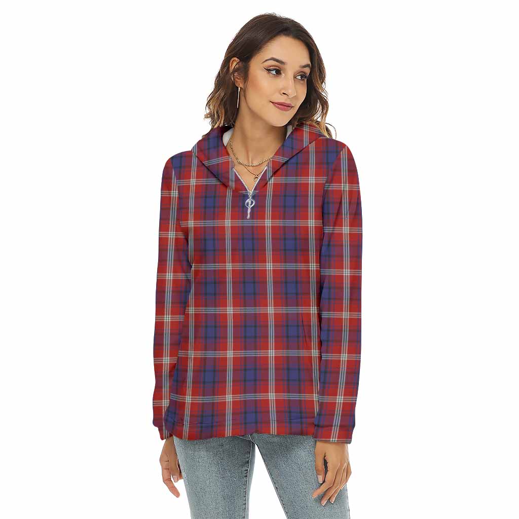 Ainslie Tartan Women's Borg Fleece Hoodie with Half Zip - Tartan Vibes Clothing