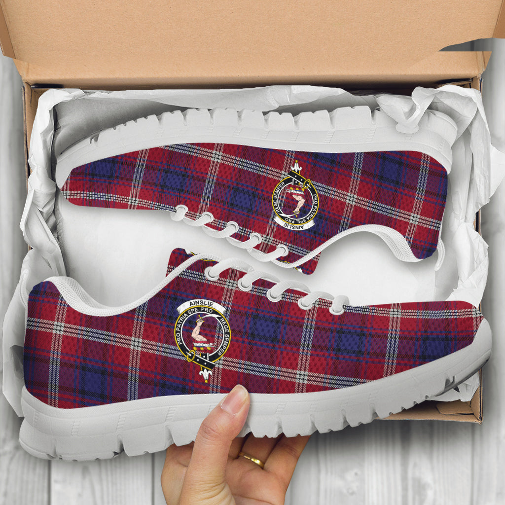 Ainslie Tartan Sneakers with Family Crest - Tartan Vibes Clothing