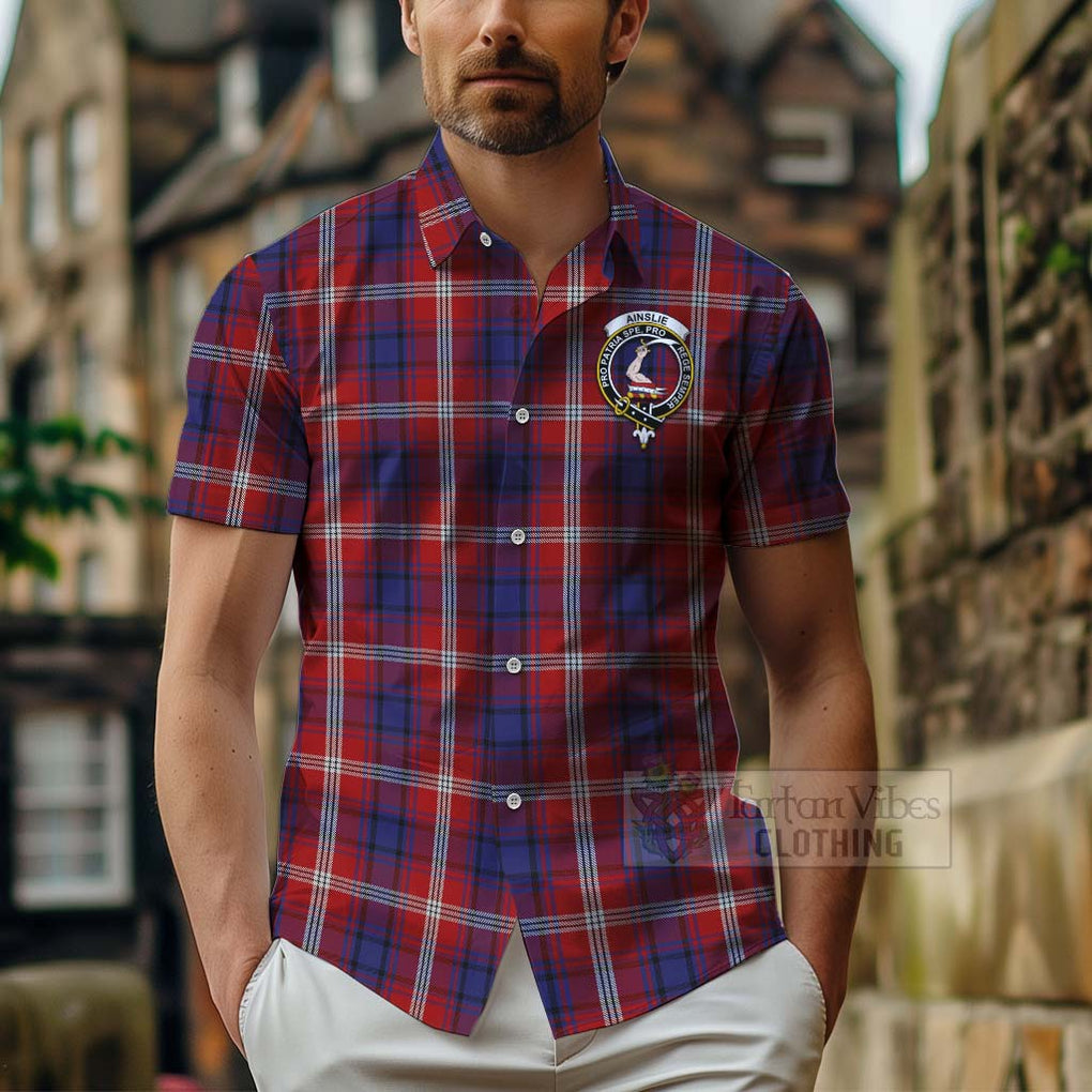 Ainslie Tartan Hawaiian Shirt with Family Crest Celtic Skull Style - Tartan Vibes Clothing