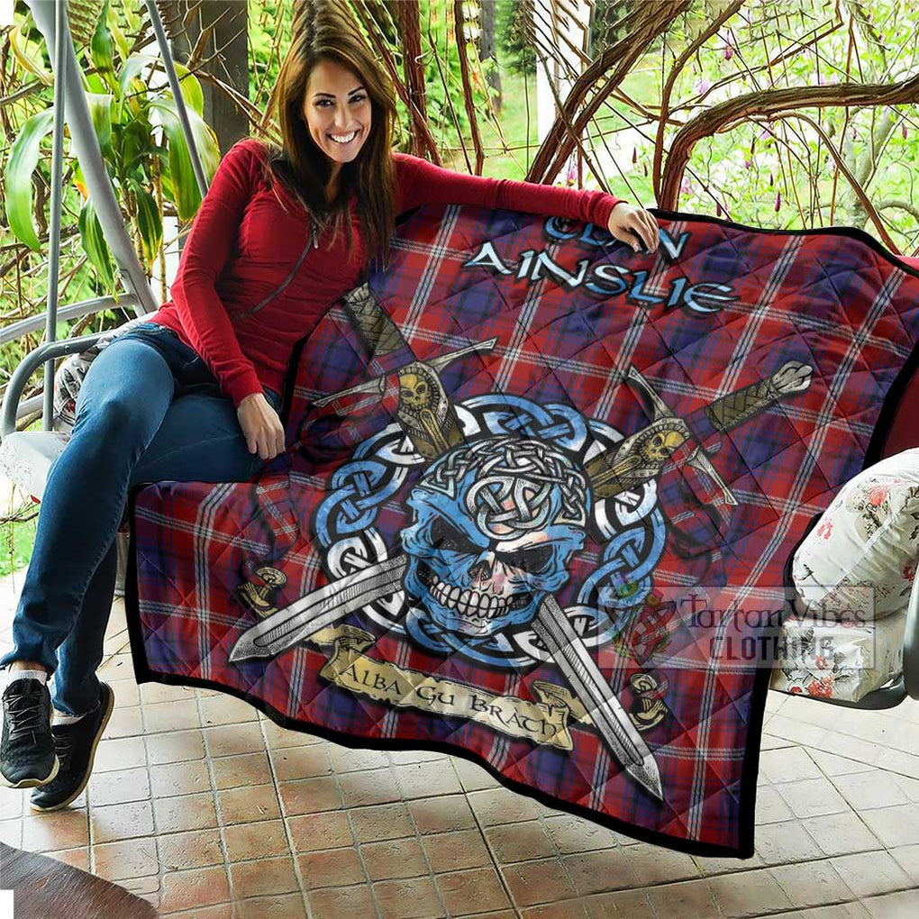 Ainslie Tartan Quilt with Celtic Skull Alba Gu Brath Style - Tartan Vibes Clothing