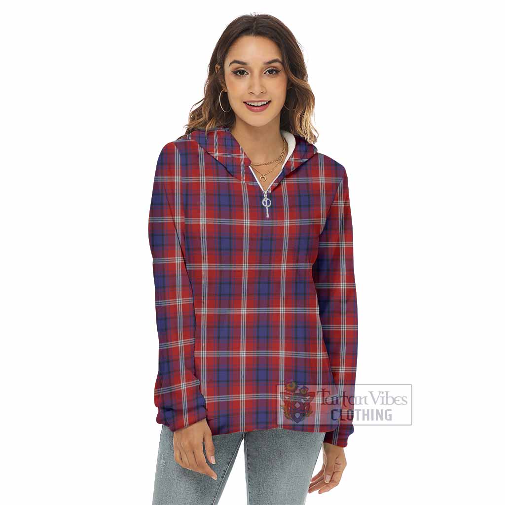 Ainslie Tartan Women's Borg Fleece Hoodie with Half Zip - Tartan Vibes Clothing