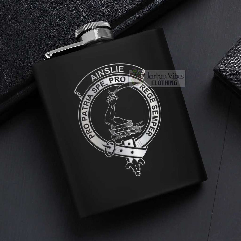 Ainslie Crest Hip Flask Set 7oz Black Stainless Steel with A Gift Box - 2D-tartanvibesclothing