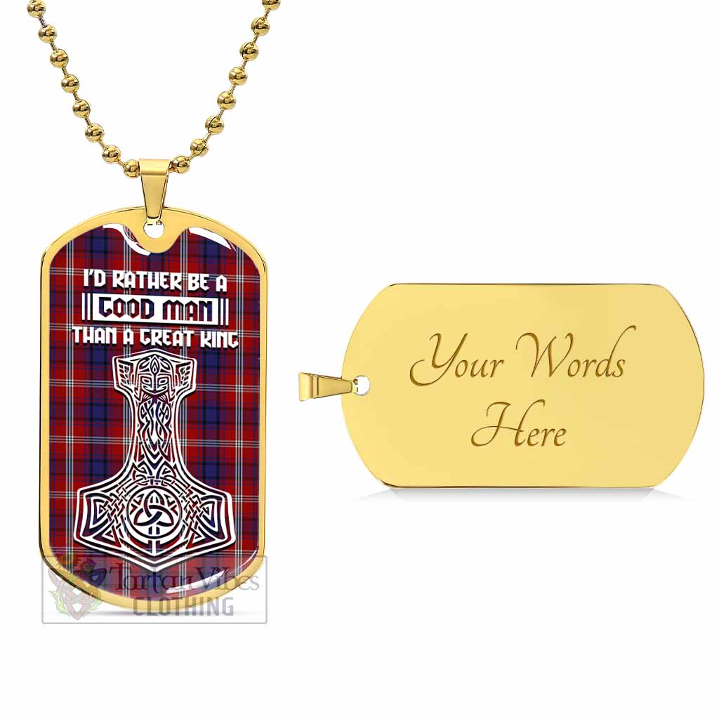 Ainslie Tartan Dog Tag Necklace Viking Mjolnir Style Gold Yes - Tartan Vibes Clothing