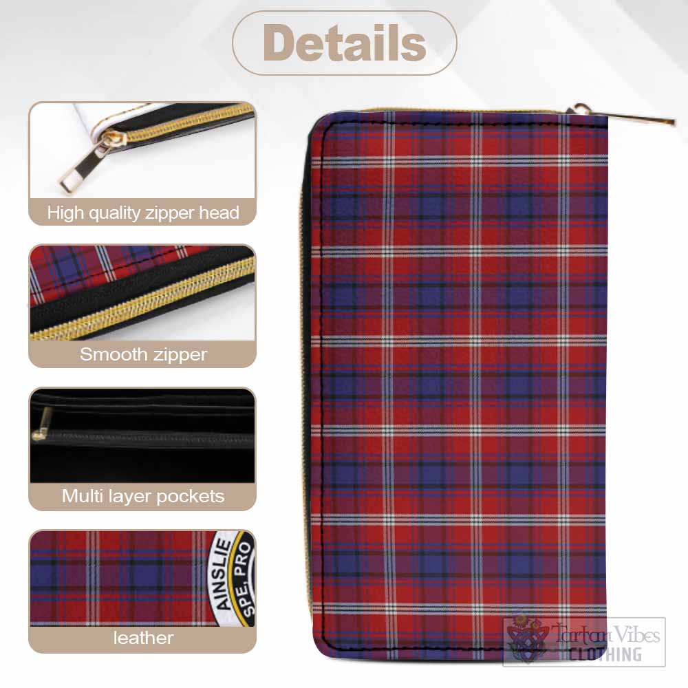 Tartan Vibes Clothing Ainslie Tartan Women's Leather Wallet with Family Crest