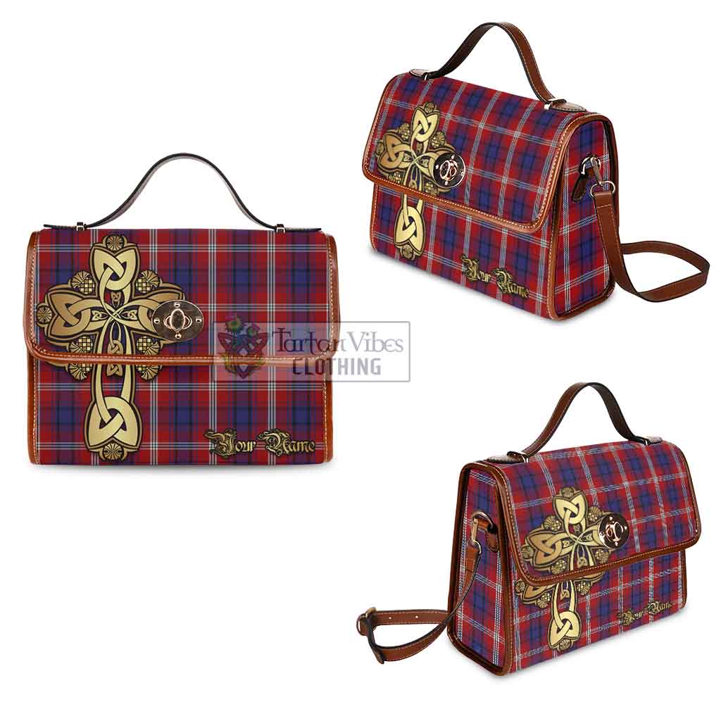 Ainslie Tartan Waterproof Canvas Bag Golden Thistle Celtic Cross Style - Tartan Vibes Clothing