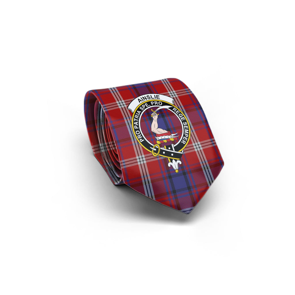 Ainslie Tartan Classic Necktie with Family Crest - Tartan Vibes Clothing