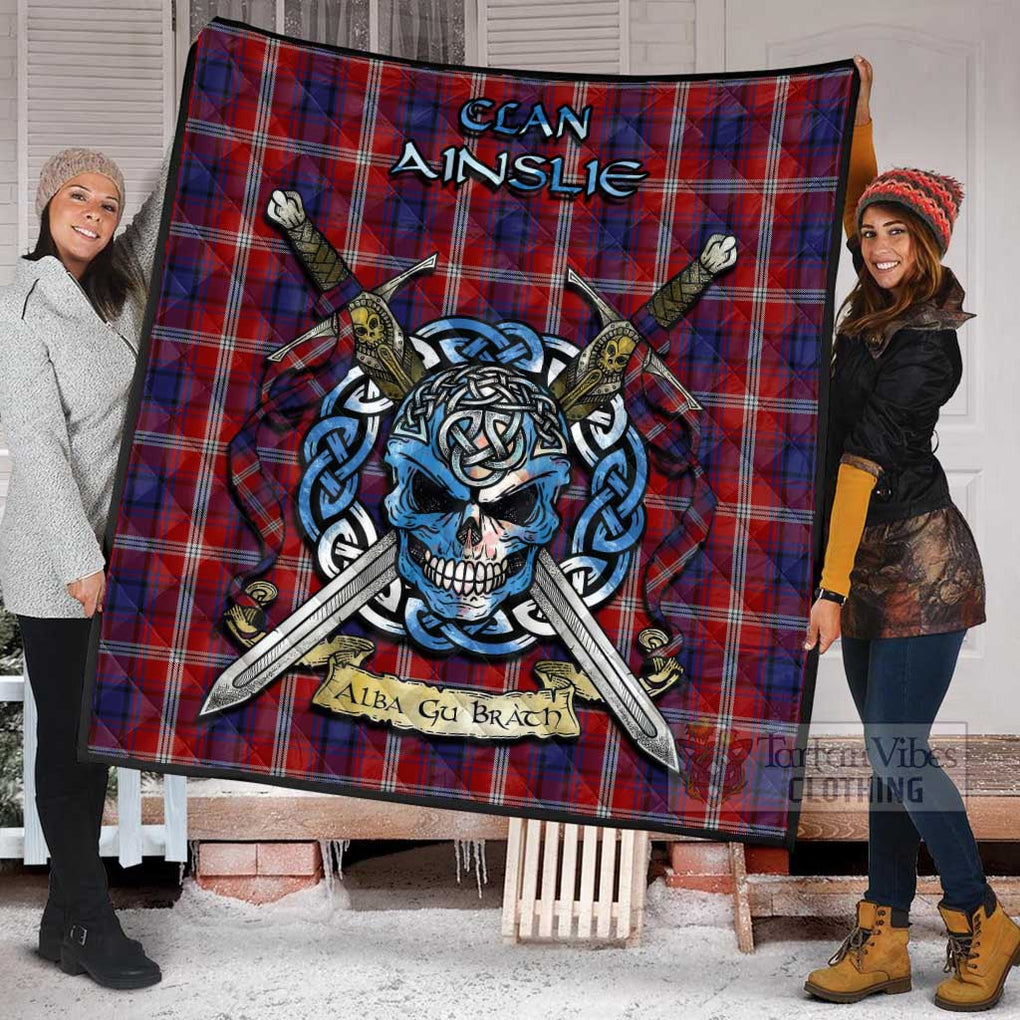 Ainslie Tartan Quilt with Celtic Skull Alba Gu Brath Style - Tartan Vibes Clothing