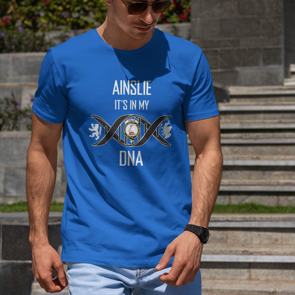 Ainslie Family Crest DNA In Me Mens T Shirt - Tartanvibesclothing