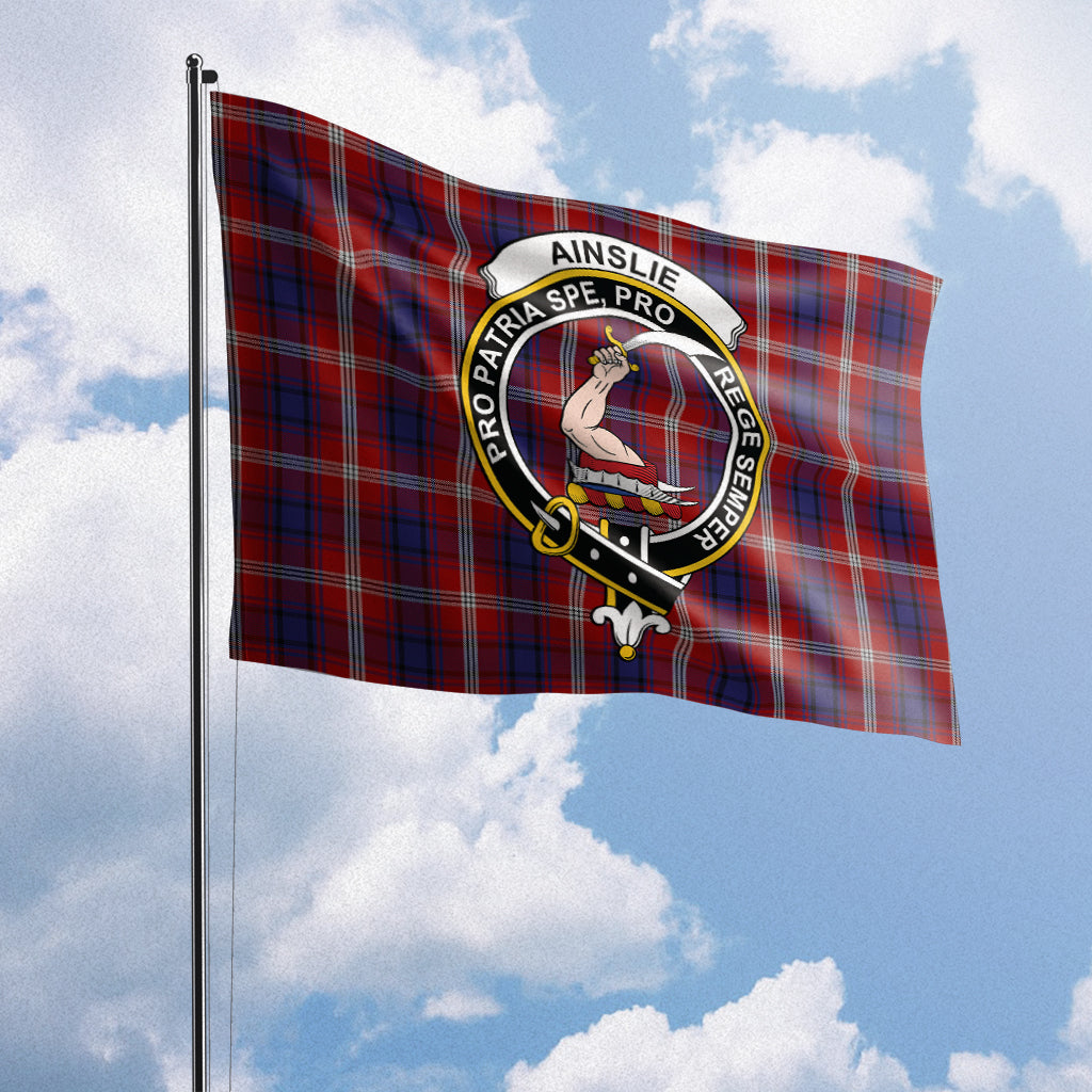 Ainslie Tartan Flag with Family Crest House Flag (Horizontal) - Tartanvibesclothing