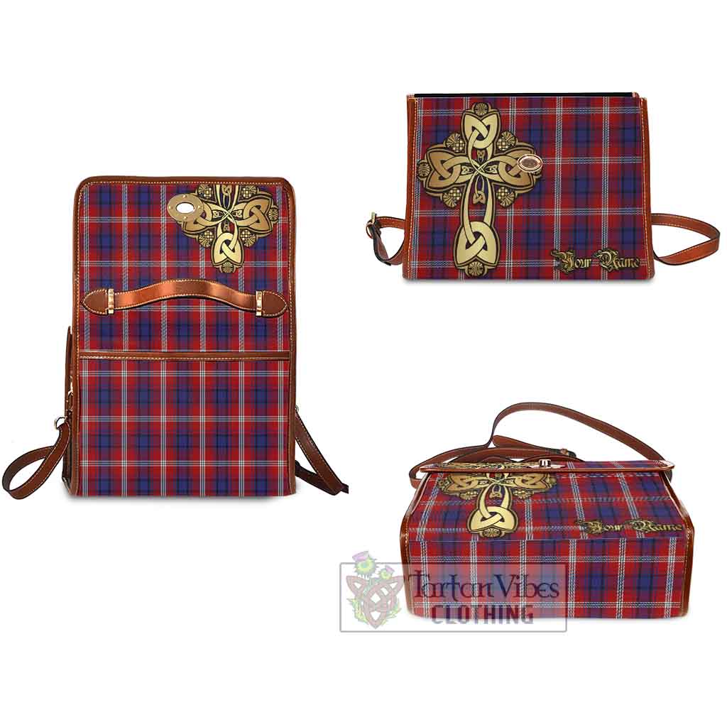 Ainslie Tartan Waterproof Canvas Bag Golden Thistle Celtic Cross Style - Tartan Vibes Clothing