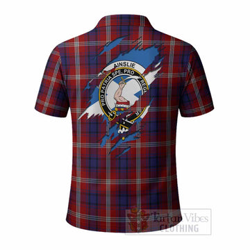 Ainslie Clan Crest In Me Tartan Polo Shirt Scotland Flag Style