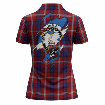 Ainslie Clan Crest In Me Tartan Women Polo Shirt Scotland Flag Style