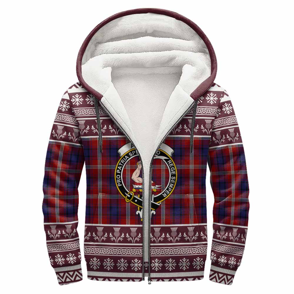 Ainslie Clan Tartan Christmas Fleece Hoodie with Family Crest - Tartan Vibes Clothing