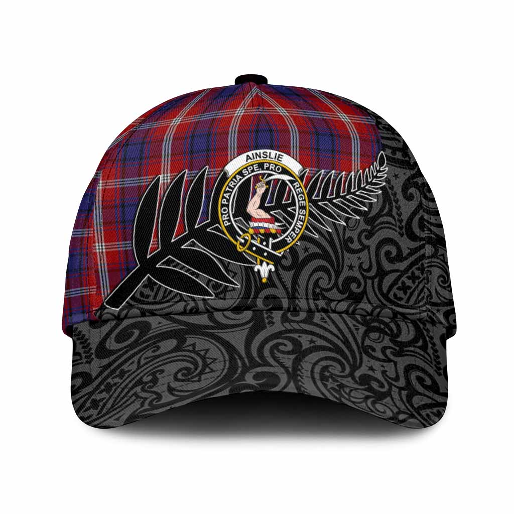 Ainslie Crest Tartan Classic Cap with New Zealand Silver Fern Half Style