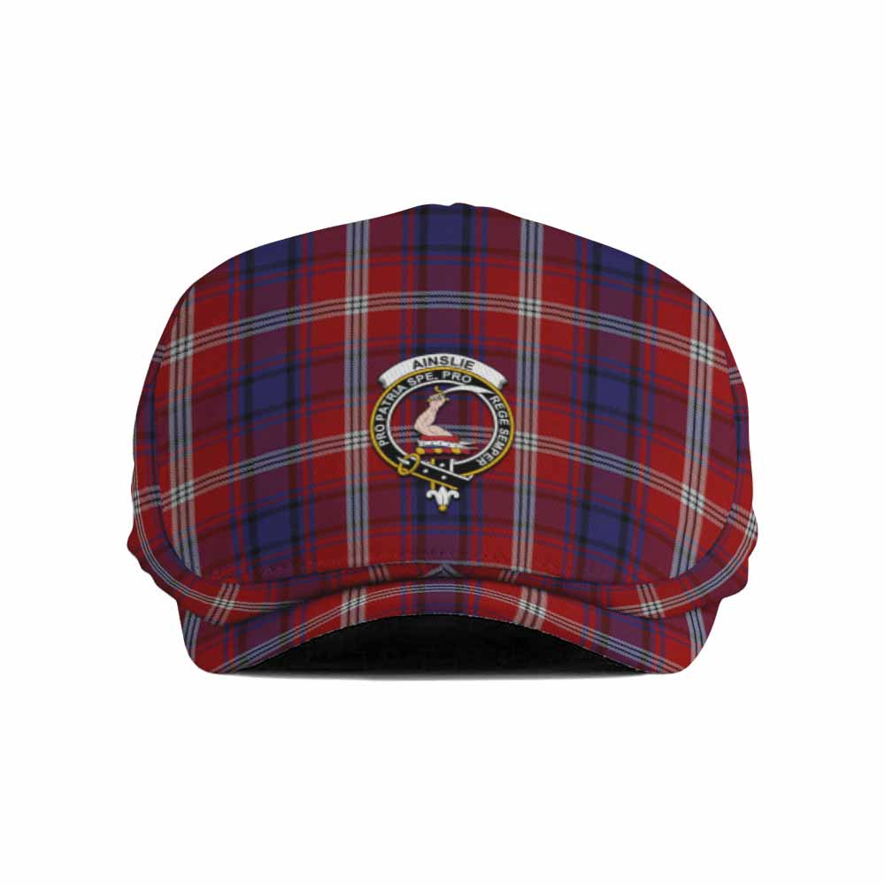 Ainslie Family Crest Tartan Jeff Cap, Tartan Flat Cap