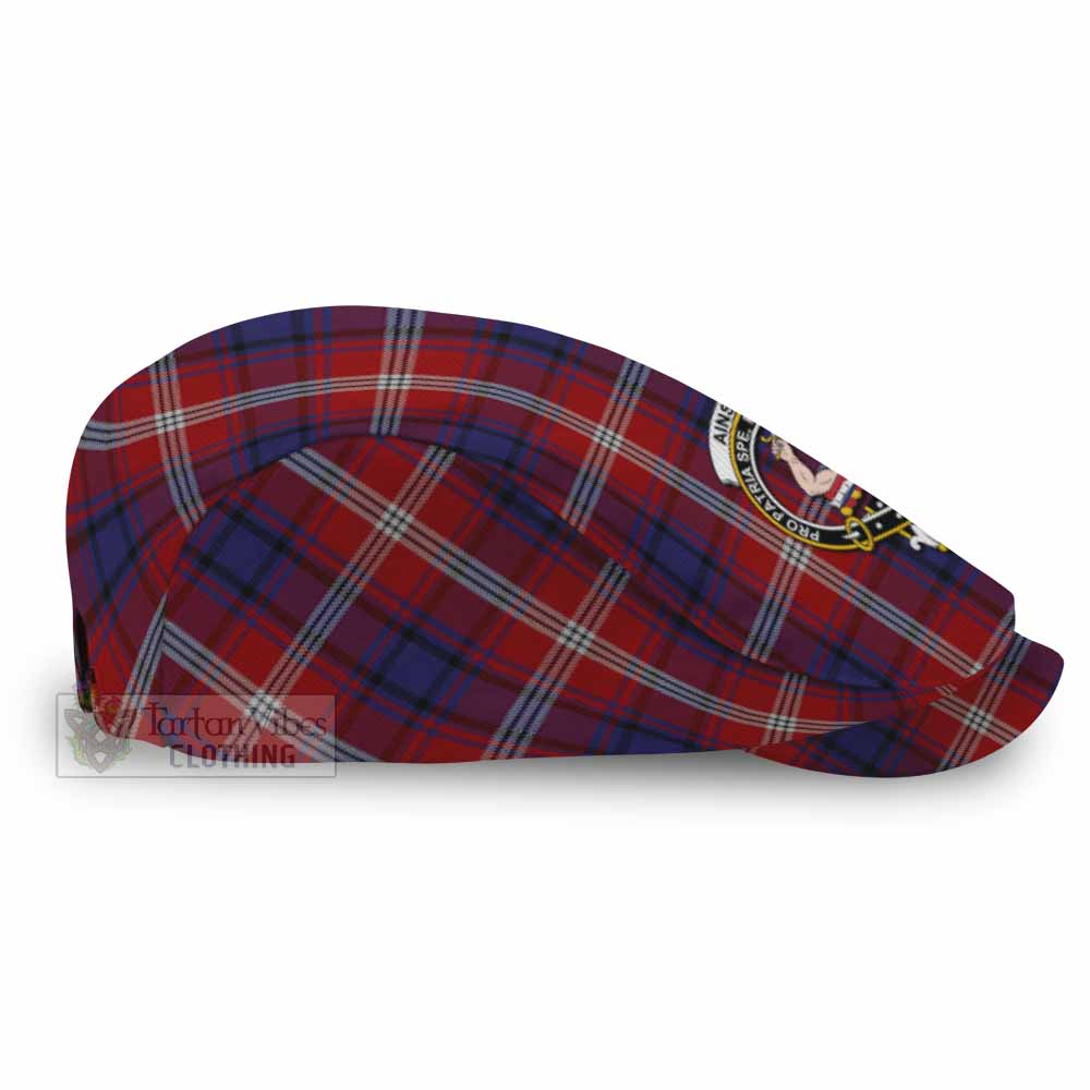 Ainslie Family Crest Tartan Jeff Cap, Tartan Flat Cap