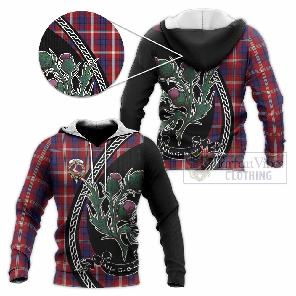 Ainslie Family Crest Tartan Knitted Hoodie Alba Thistle Inspired - Tartan Vibes Clothing