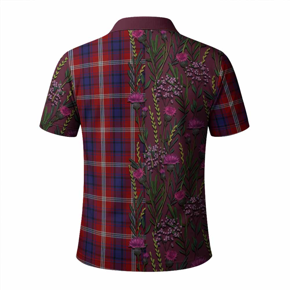 Ainslie Family Crest Tartan Polo Shirt Scottish Thistle Flower Pattern Half Style - Tartan Vibes Clothing