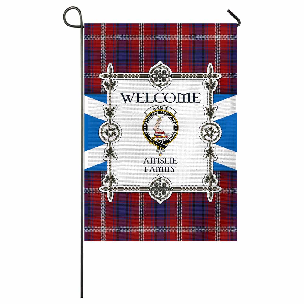 Ainslie Family Crest Tartan Welcome Garden Flag Saltire Harmony Style - Tartan Vibes Clothing