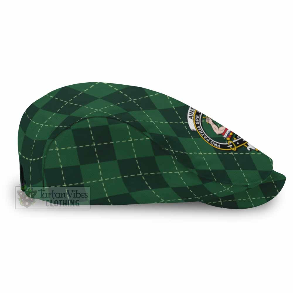 Ainslie Scottish Family Crest Flat Cap Green Argyle Classic Style - Tartan Vibes Clothing