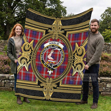 Ainslie Scottish Tartan Crest Blanket Royal Stylized