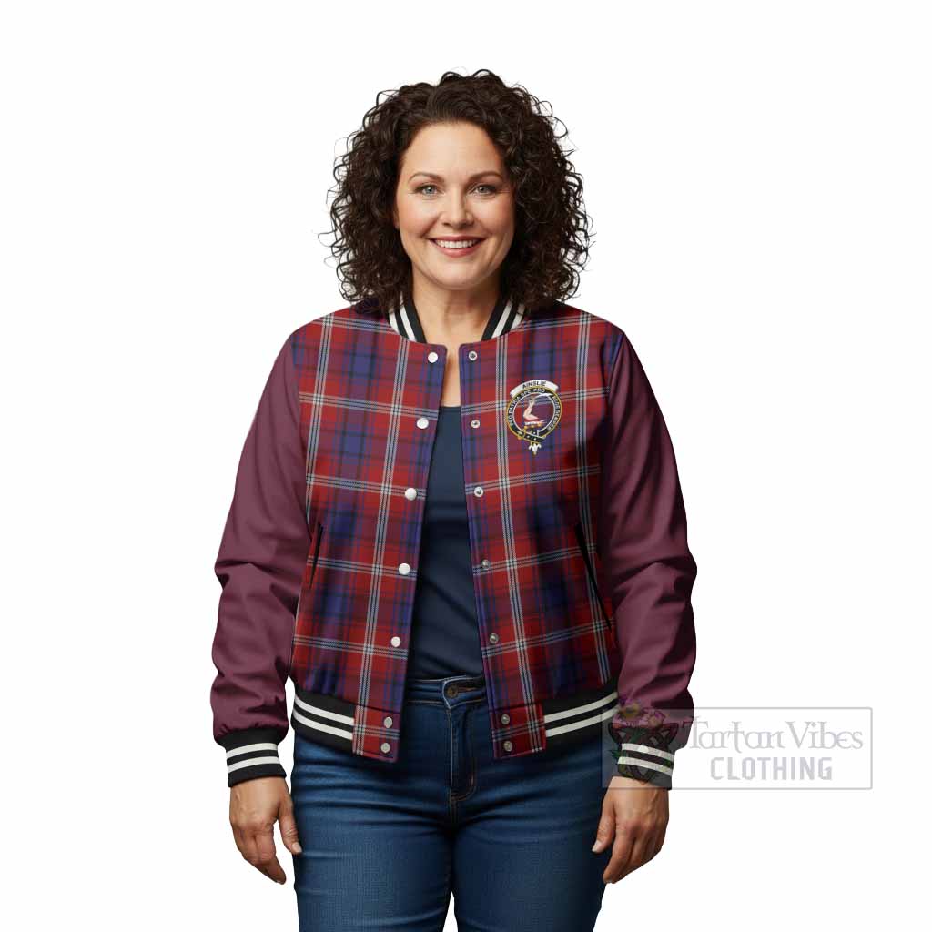 Ainslie Tartan Accent Baseball Jacket with Family Crest