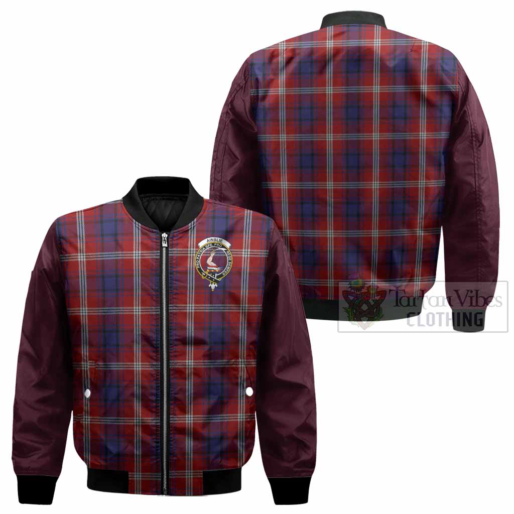 Ainslie Tartan Accent Bomber Jacket with Family Crest