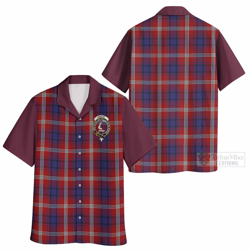 Ainslie Tartan Accent Hawaiian Shirt with Family Crest