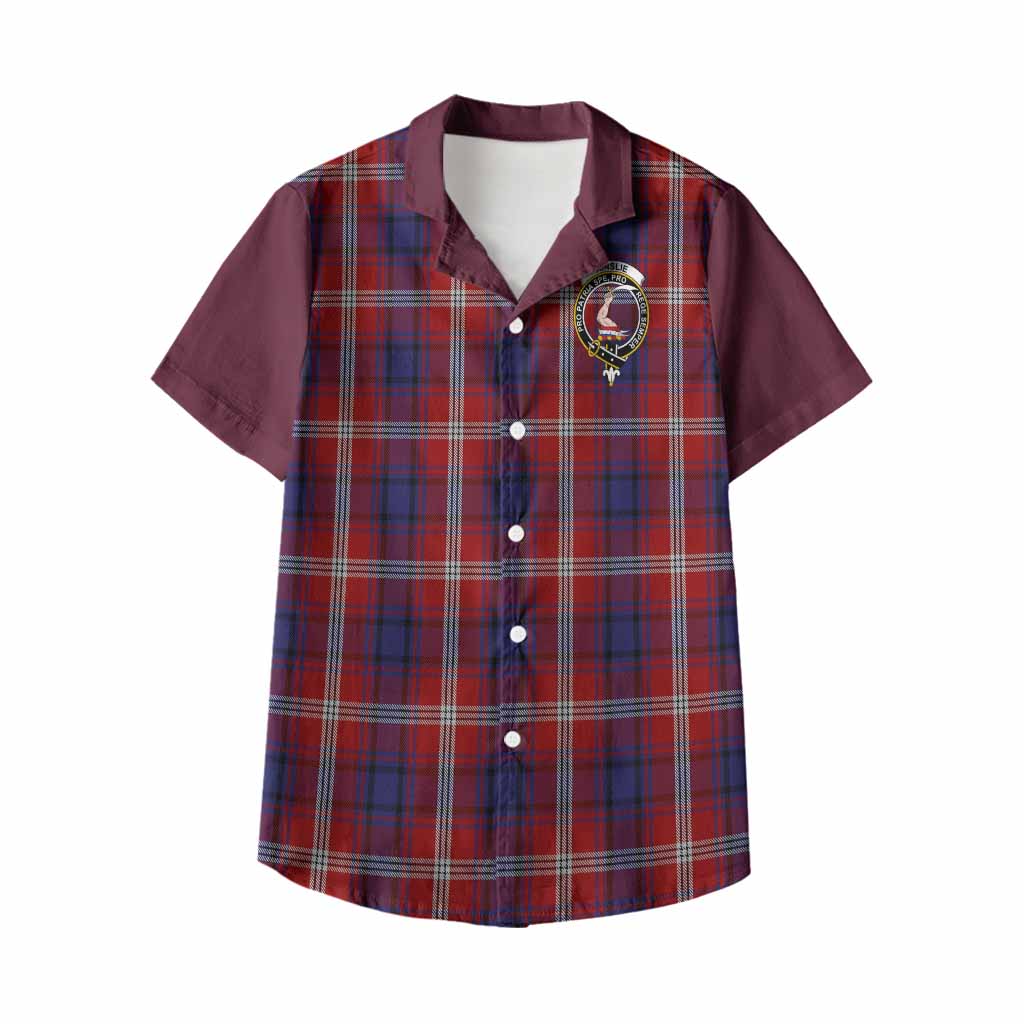 Ainslie Tartan Accent Kid Hawaiian Shirt with Family Crest