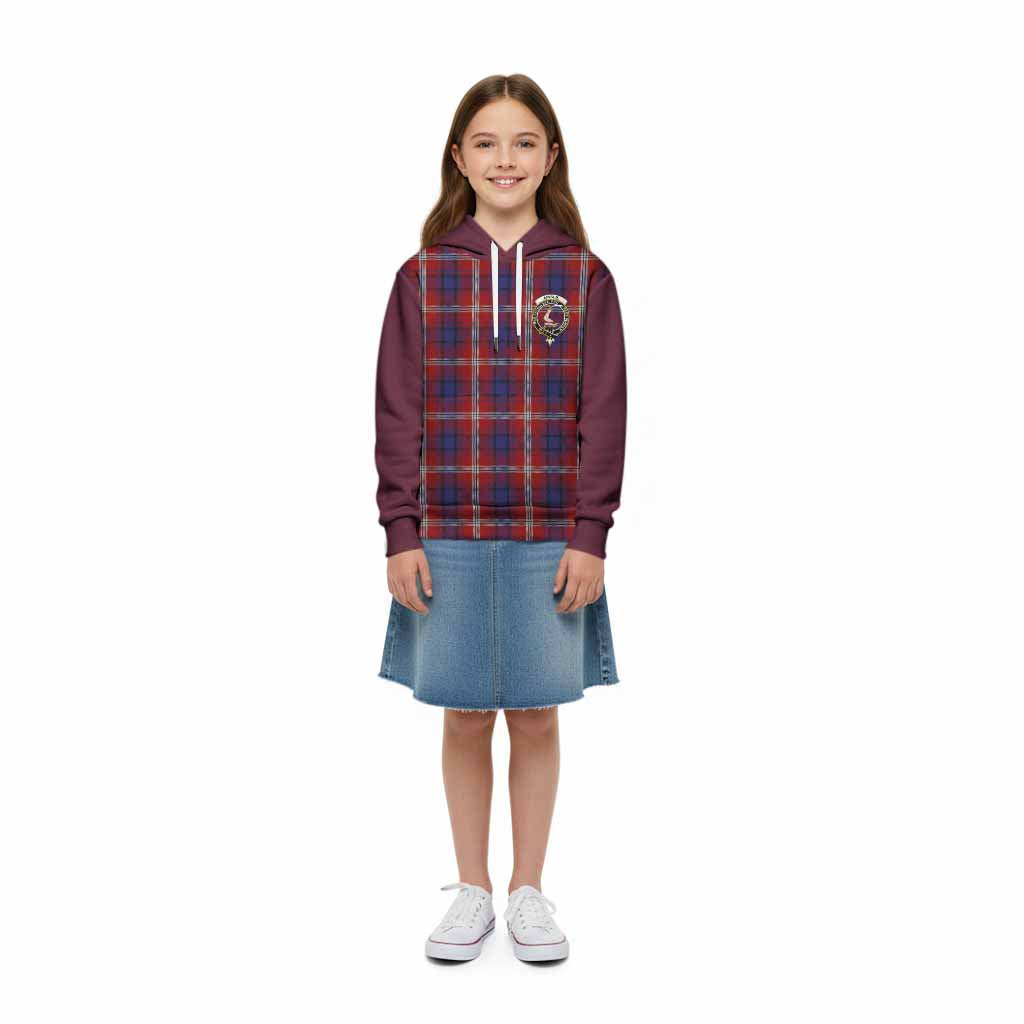 Ainslie Tartan Accent Kid Hoodie with Family Crest