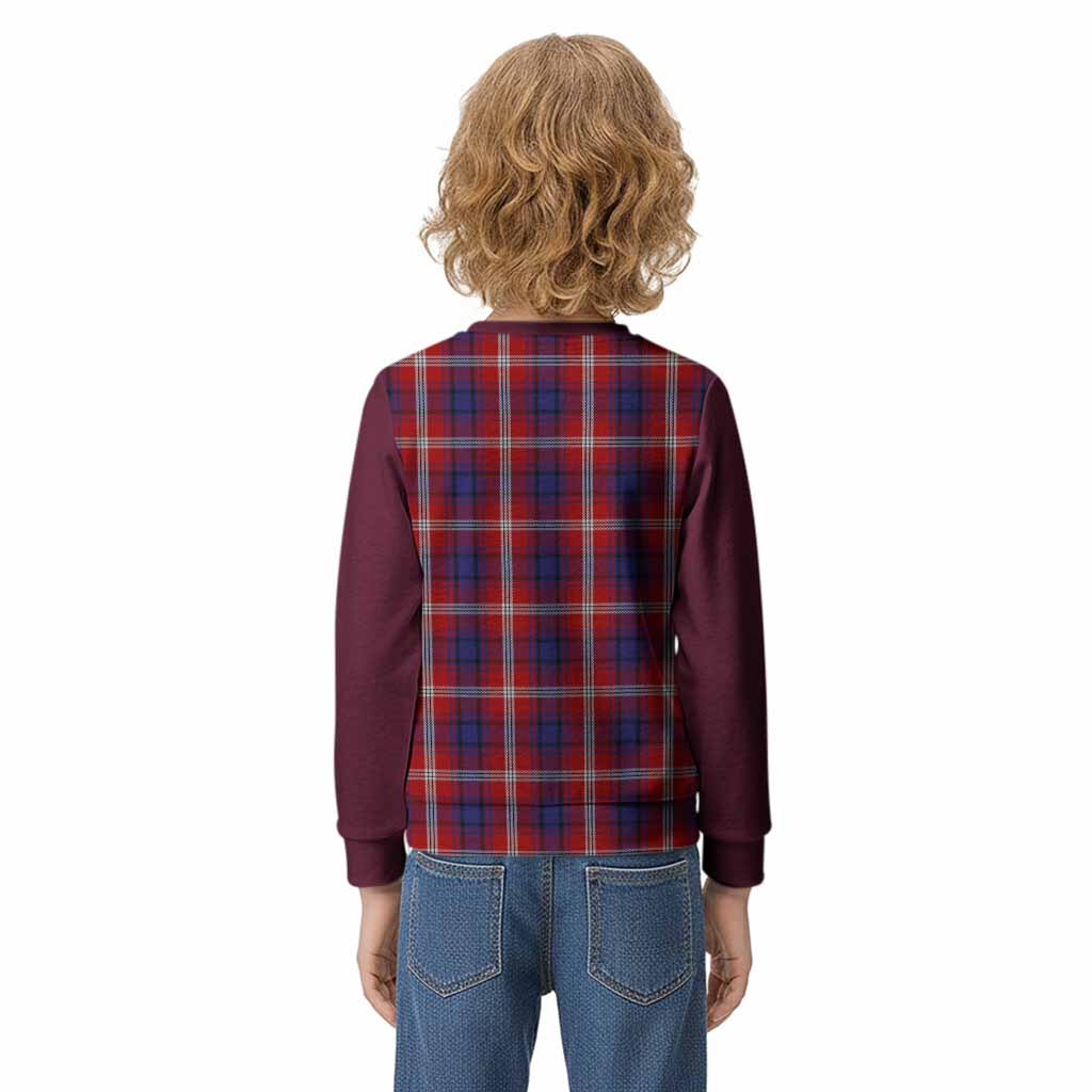 Ainslie Tartan Accent Kid Knitted Sweatshirt with Family Crest