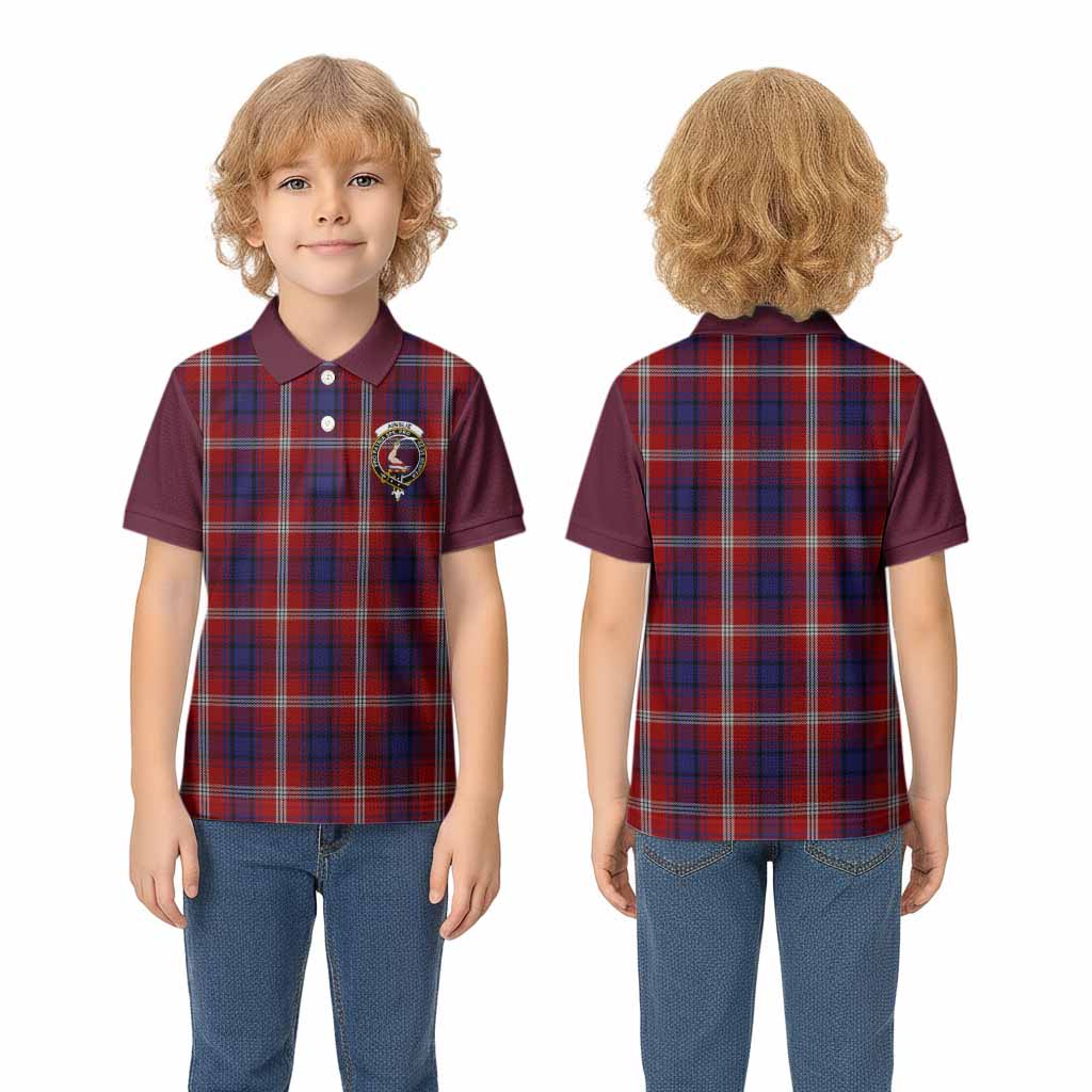 Ainslie Tartan Accent Kid Polo Shirt with Family Crest