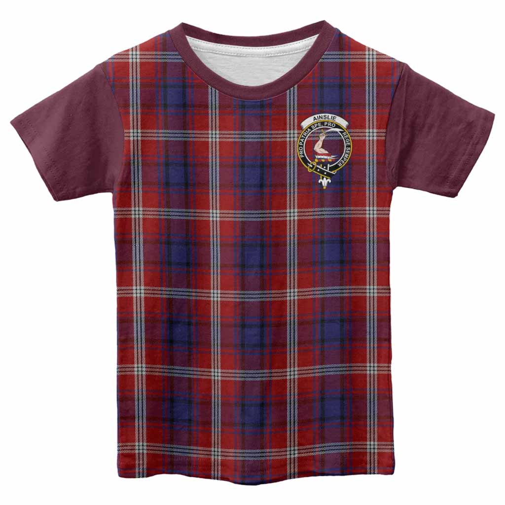 Ainslie Tartan Accent Kid T-shirt with Family Crest