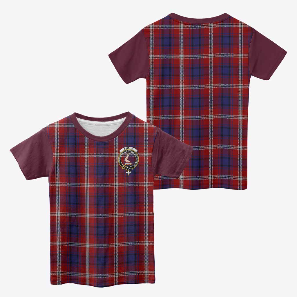Ainslie Tartan Accent Kid T-shirt with Family Crest