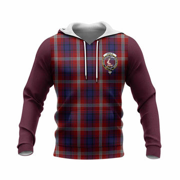 Ainslie Tartan Accent Knitted Hoodie with Family Crest