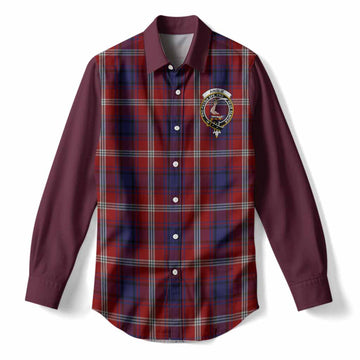Ainslie Tartan Accent Women Casual Shirt with Family Crest