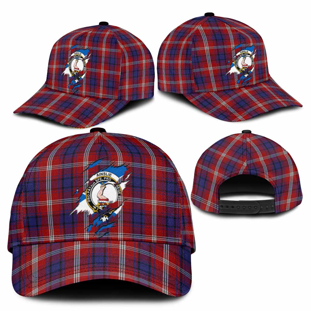 Ainslie Tartan Classic Cap with Family Crest In Me Style