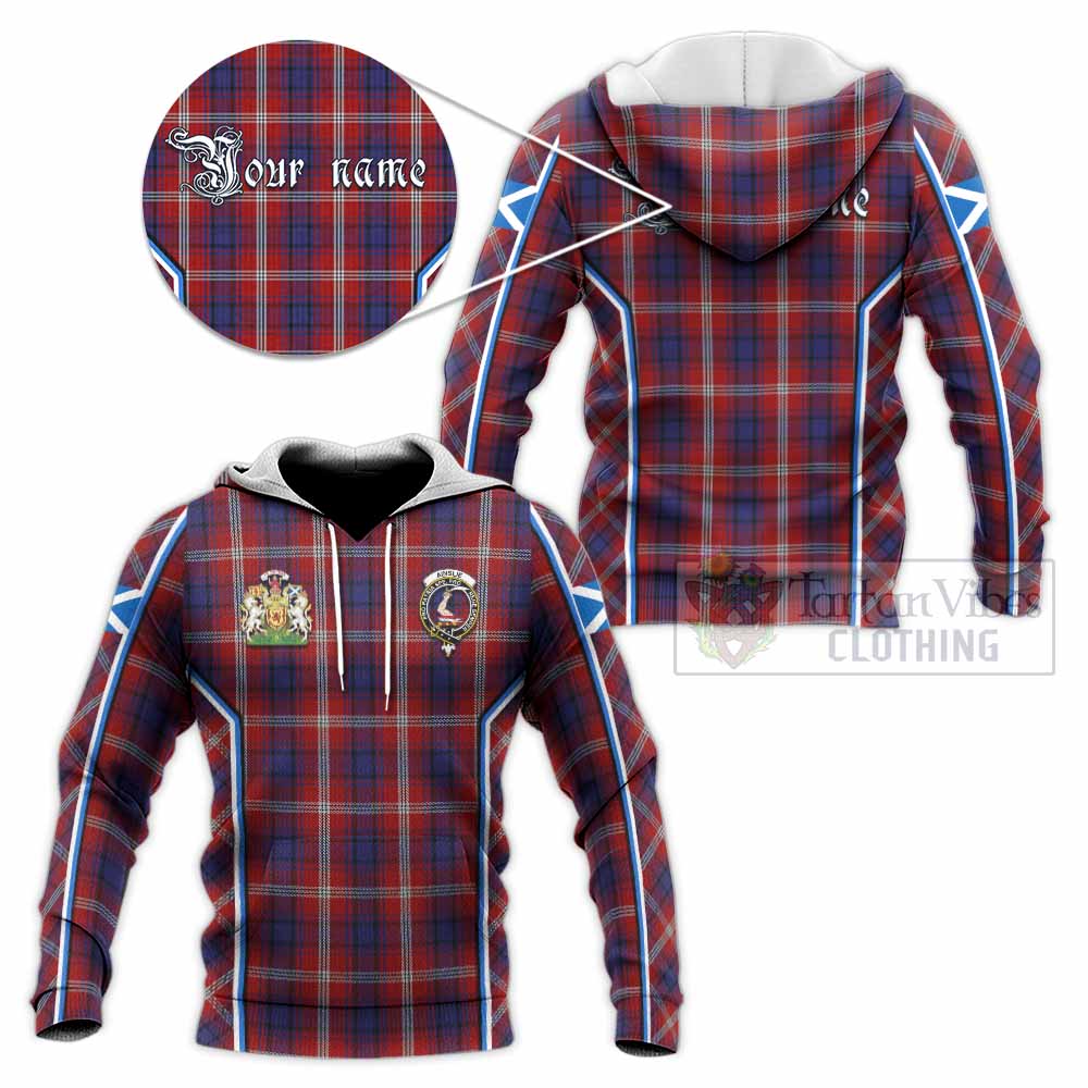 Ainslie Tartan Crest Knitted Hoodie Scotland Coat of Arm Flag Style - Tartan Vibes Clothing