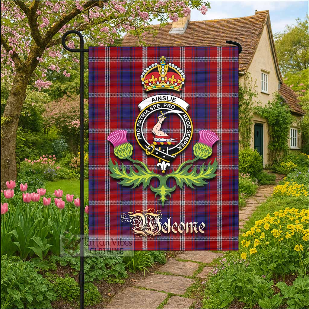 Ainslie Tartan Family Crest Garden Flag Royal Thistle Welcome Style - Tartan Vibes Clothing