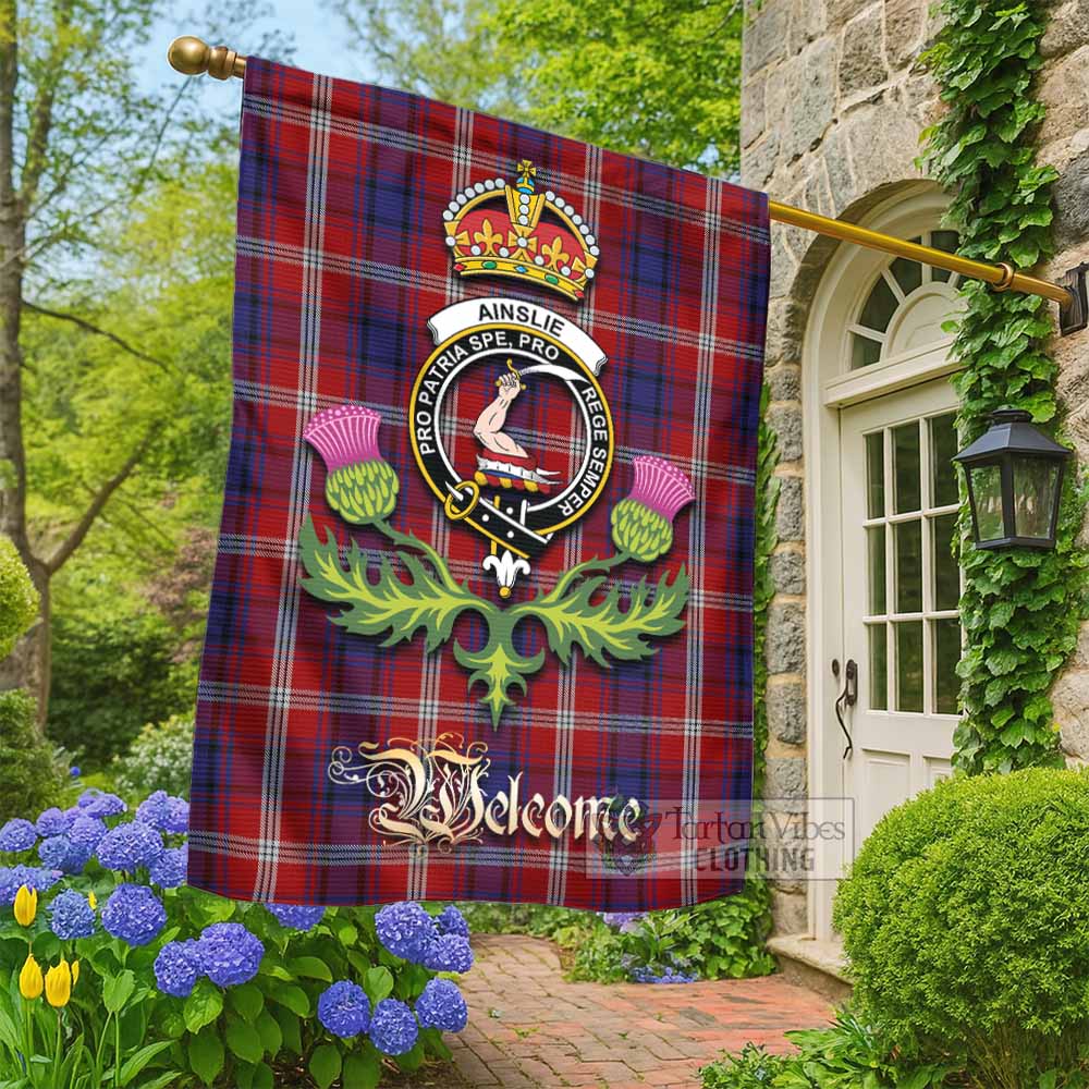 Ainslie Tartan Family Crest Garden Flag Royal Thistle Welcome Style - Tartan Vibes Clothing