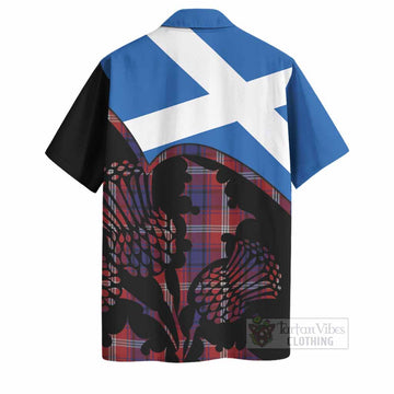 Ainslie Tartan Family Crest Hawaiian Shirt Scotland Thistle Floral Flag Style